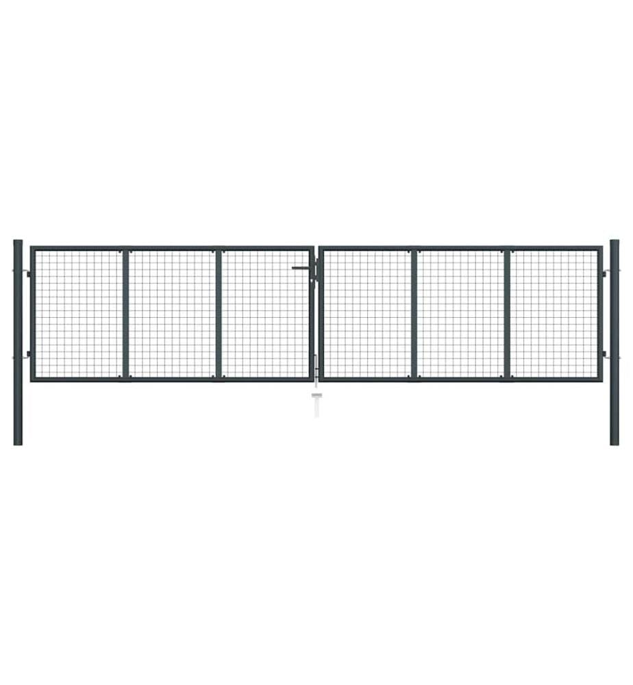 Maschen-Gartentor verzinkter Stahl 400 x 75 cm Grau