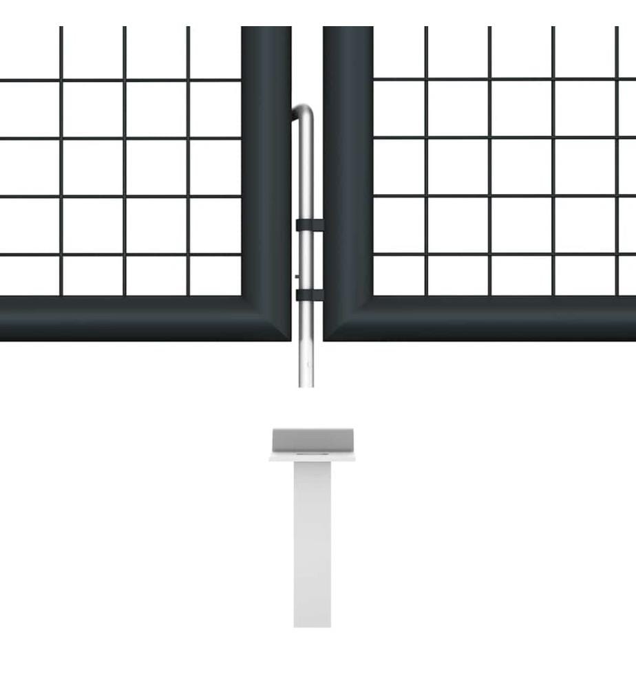 Maschen-Gartentor verzinkter Stahl 400 x 75 cm Grau