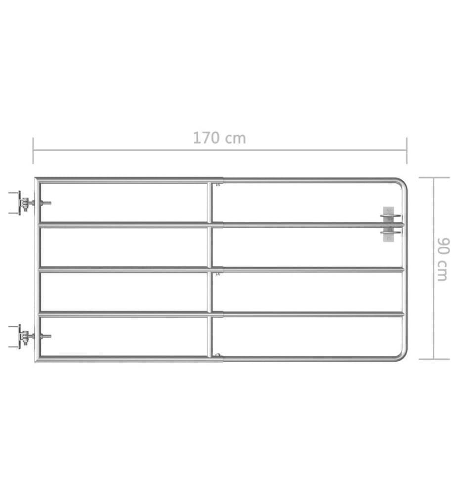 5-Rohr-Weidetor Stahl (95-170)×90 cm Silbern