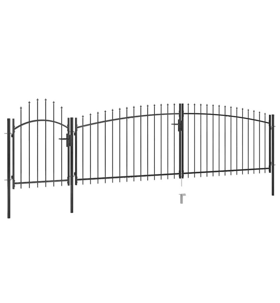 Gartentor mit Speerspitzen 5x1,75 m Schwarz