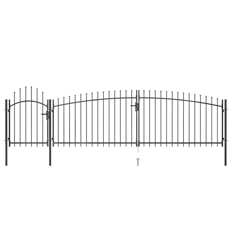 Gartentor mit Speerspitzen 5x1,75 m Schwarz