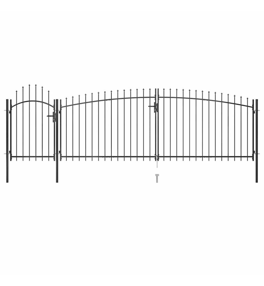 Gartentor mit Speerspitzen 5x2 m Schwarz