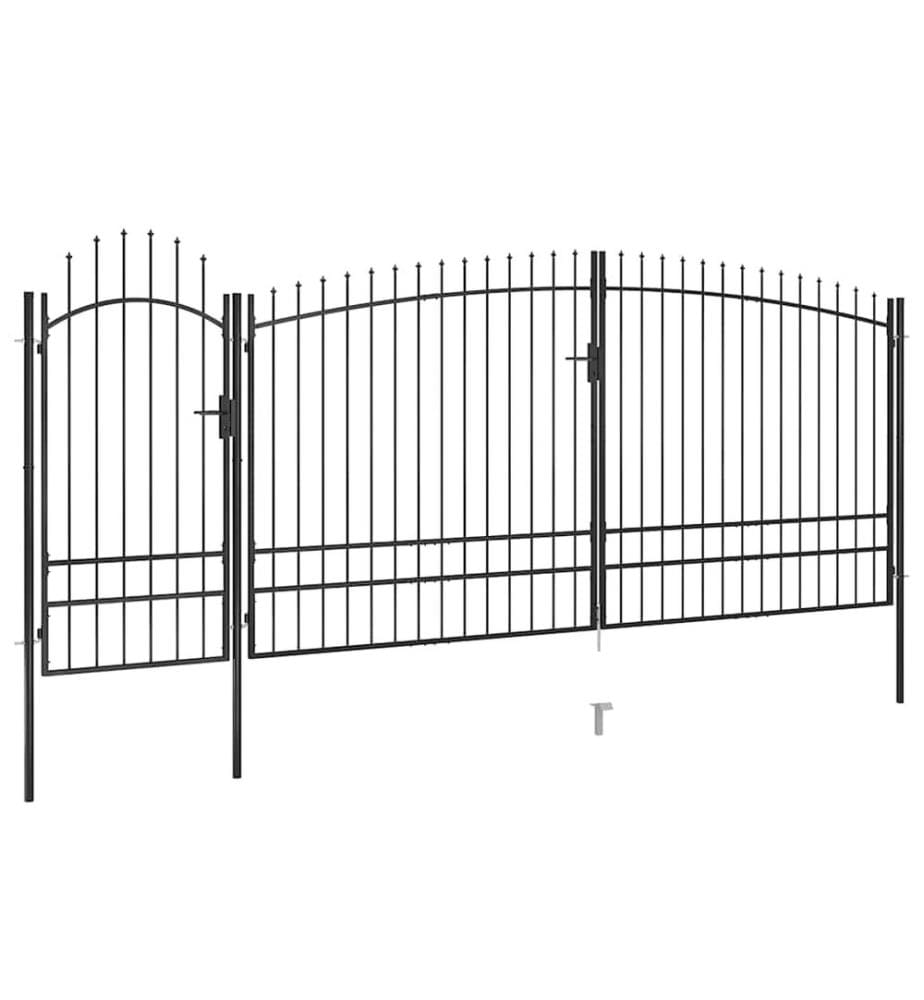 Gartentor mit Speerspitzen 5x2,45 m Schwarz