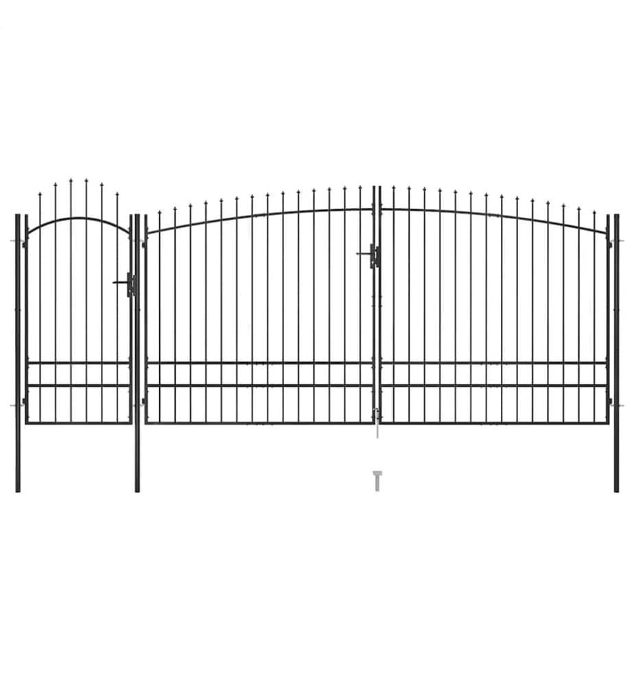 Gartentor mit Speerspitzen 5x2,45 m Schwarz