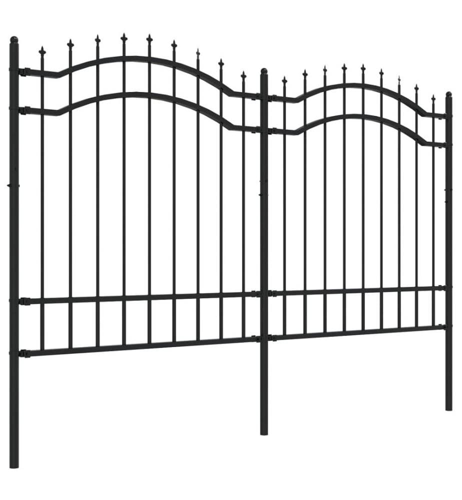 Gartenzaun mit Speerspitzen Schwarz 165 cm Stahl