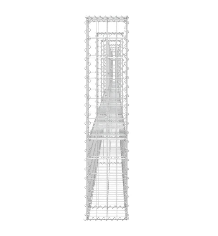 Gabionenkorb U-Form mit 6 Säulen Eisen 620x20x100 cm