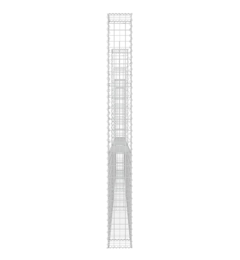 Gabionenkorb U-Form mit 6 Säulen Eisen 620x20x200 cm