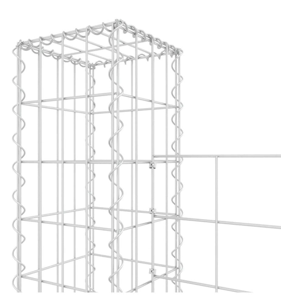 Gabionenkorb U-Form mit 6 Säulen Eisen 620x20x200 cm