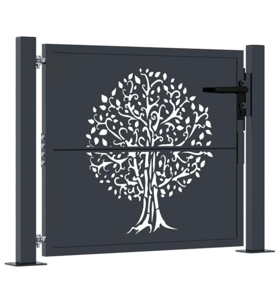 Gartentor Anthrazit 100x75 cm Stahl Baum-Design