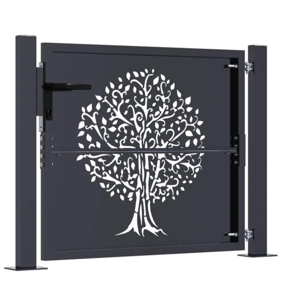 Gartentor Anthrazit 100x75 cm Stahl Baum-Design