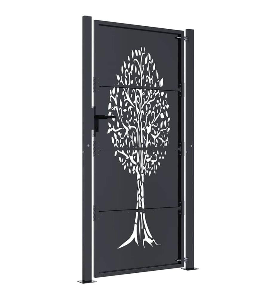 Gartentor Anthrazit 100x200 cm Stahl Baum-Design