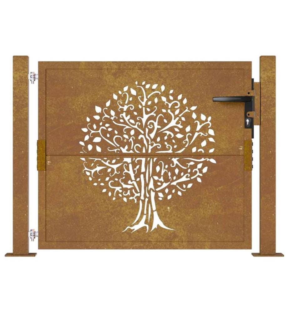 Gartentor 100x75 cm Cortenstahl Baumdesign