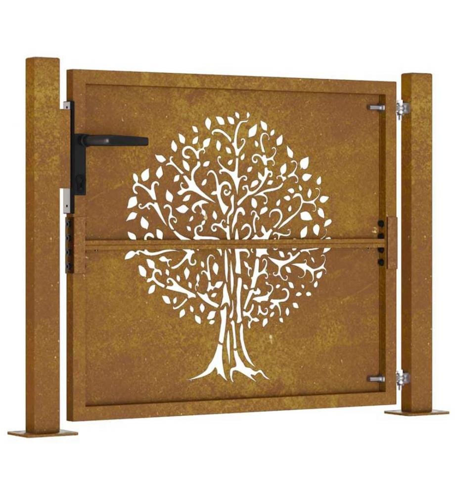 Gartentor 100x75 cm Cortenstahl Baumdesign