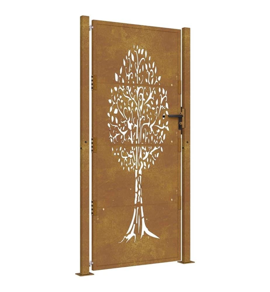 Gartentor 100x200 cm Cortenstahl Baumdesign