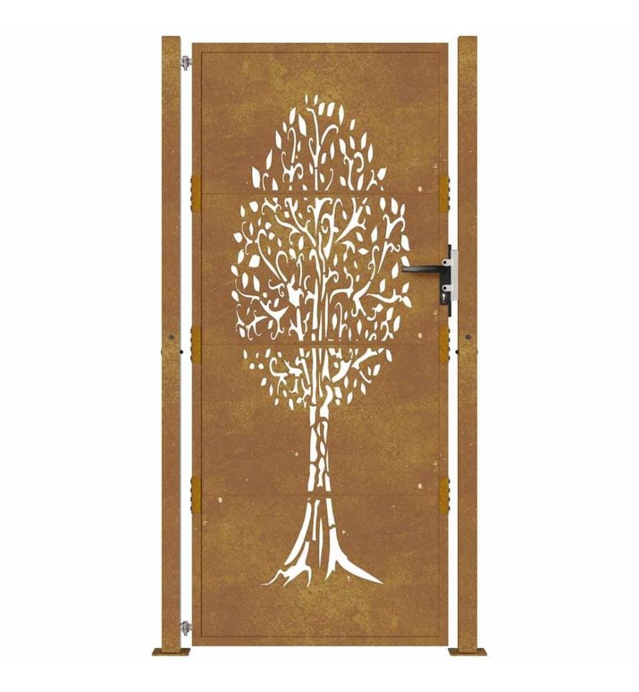 Gartentor 100x200 cm Cortenstahl Baumdesign