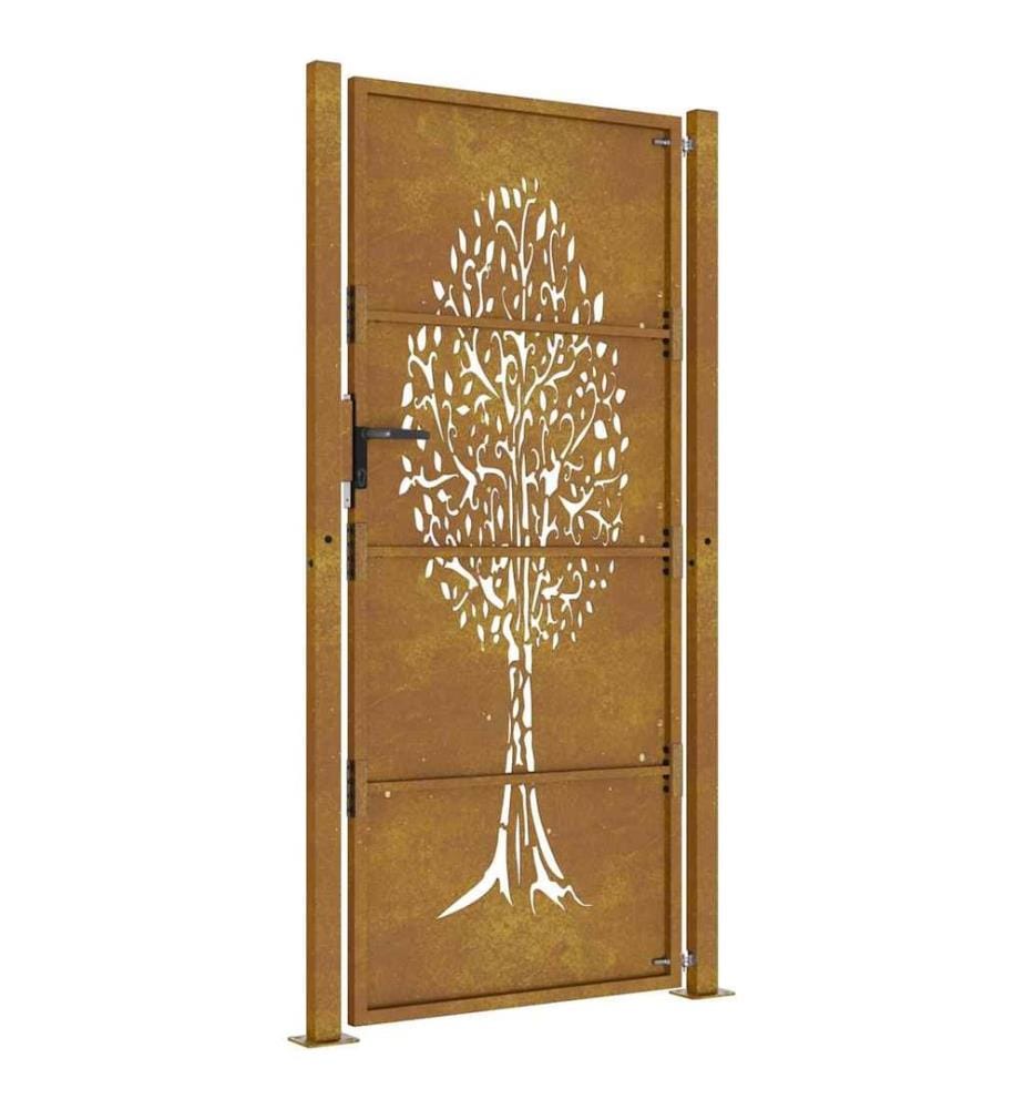 Gartentor 100x200 cm Cortenstahl Baumdesign