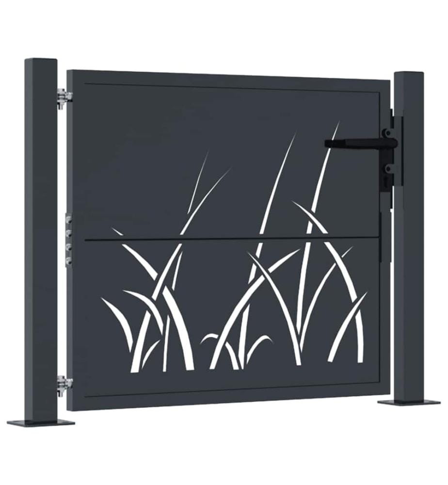 Gartentor Anthrazit 100x75 cm Stahl Gras-Design