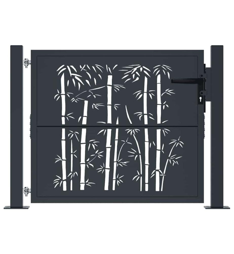 Gartentor Anthrazit 100x75 cm Stahl Bambus-Design