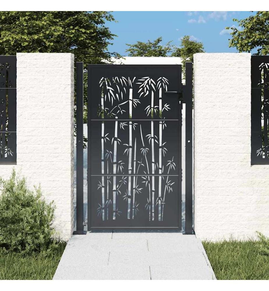 Gartentor Anthrazit 100x150 cm Stahl Bambus-Design