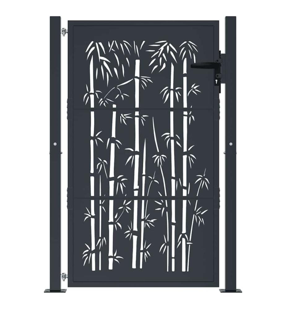 Gartentor Anthrazit 100x150 cm Stahl Bambus-Design