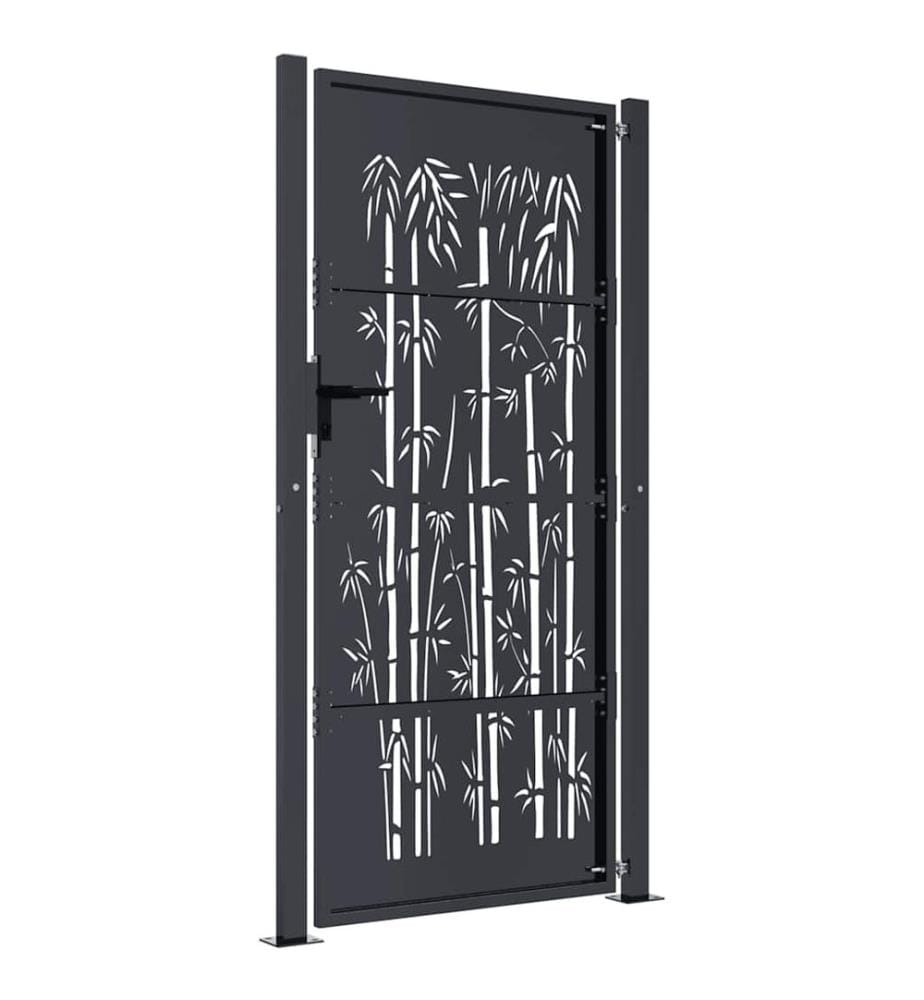 Gartentor Anthrazit 100x175 cm Stahl Bambus-Design