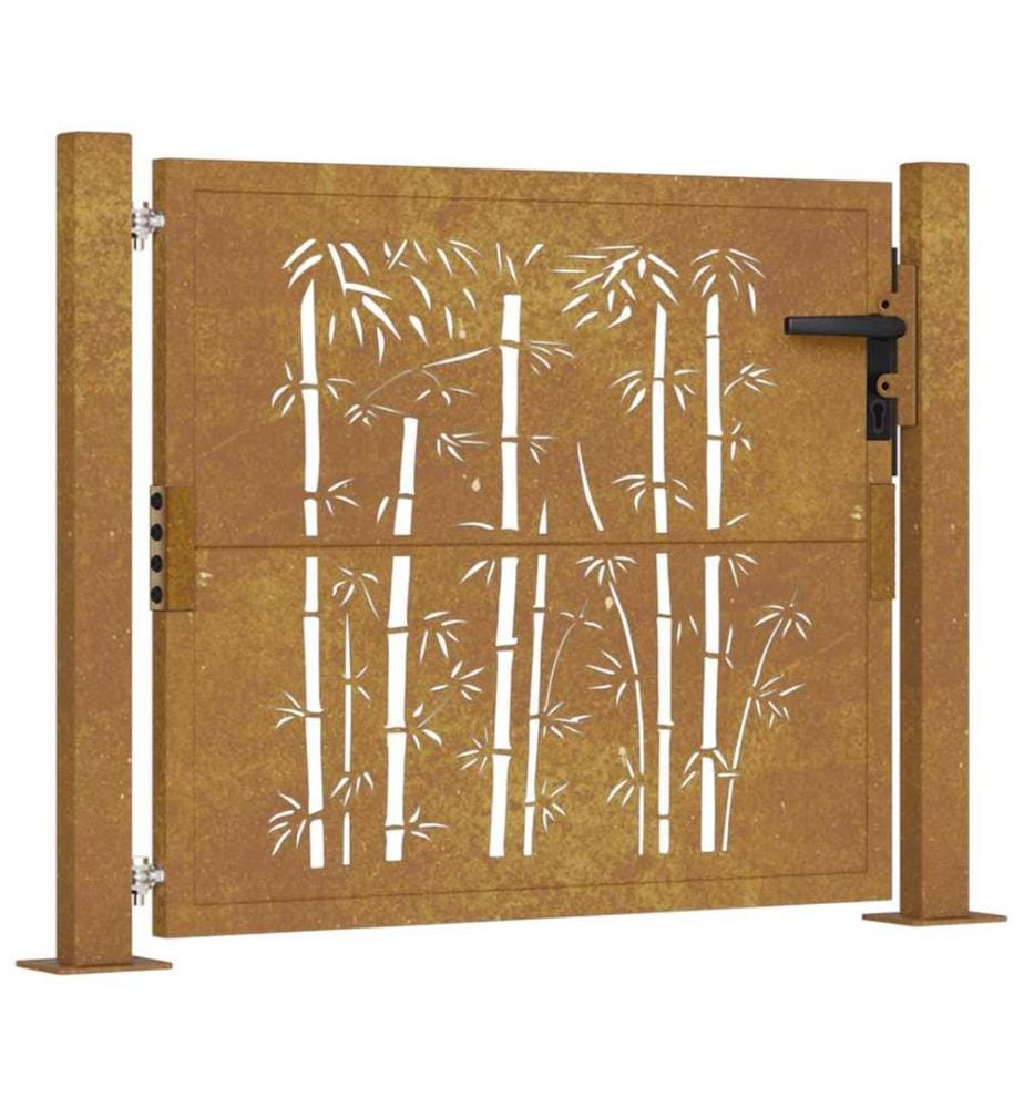 Gartentor 100x75 cm Cortenstahl Bambus-Design