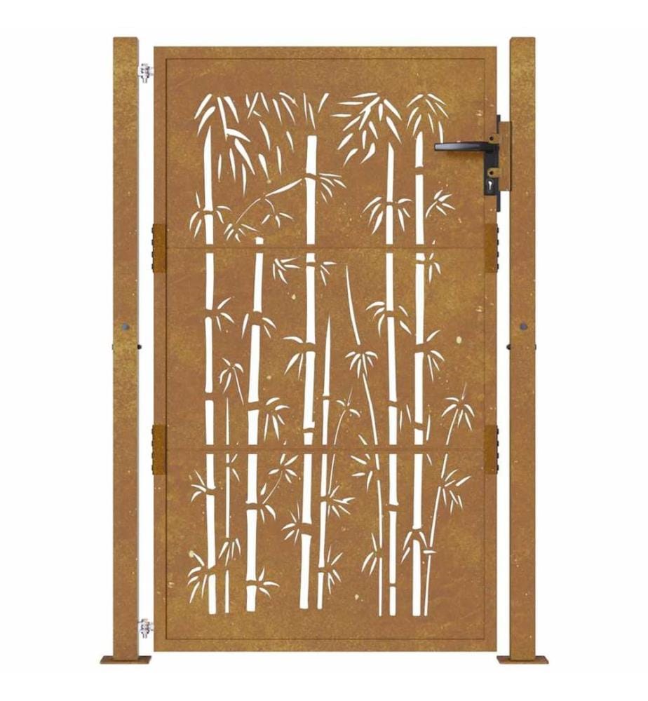 Gartentor 100x150 cm Cortenstahl Bambus-Design