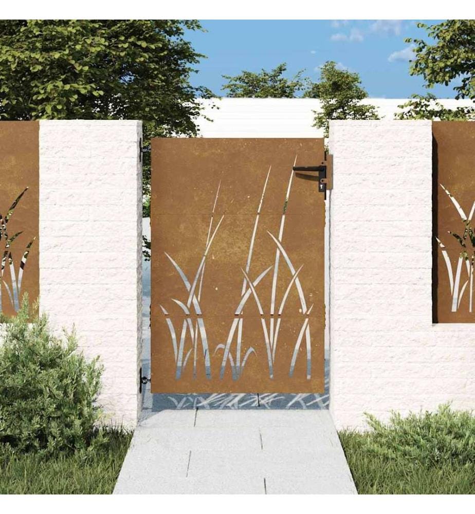 Gartentor 85x150 cm Cortenstahl Gras-Design