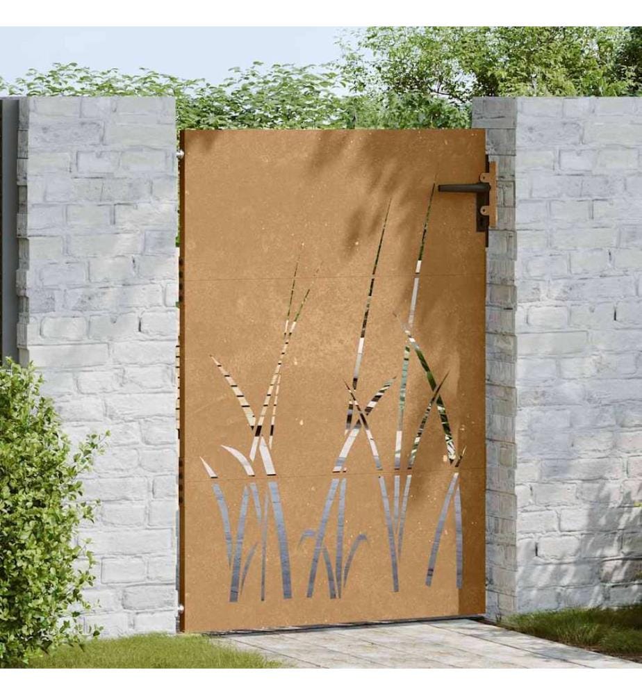 Gartentor 85x150 cm Cortenstahl Gras-Design