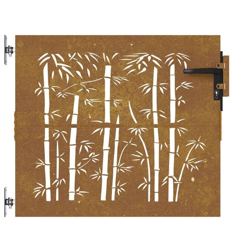 Gartentor 85x75 cm Cortenstahl Bambus-Design