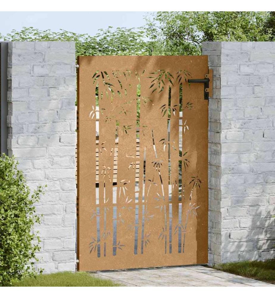 Gartentor 85x150 cm Cortenstahl Bambus-Design