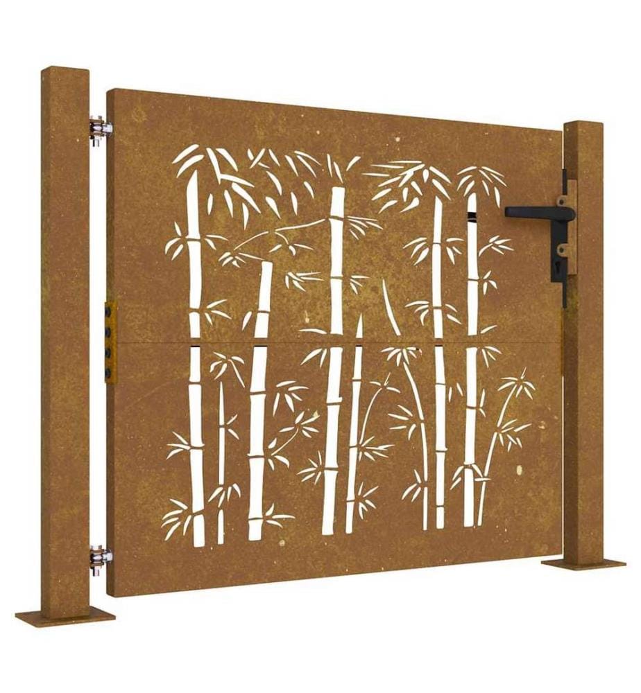 Gartentor 100x100 cm Cortenstahl Bambus-Design