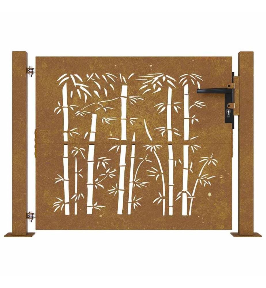 Gartentor 100x100 cm Cortenstahl Bambus-Design