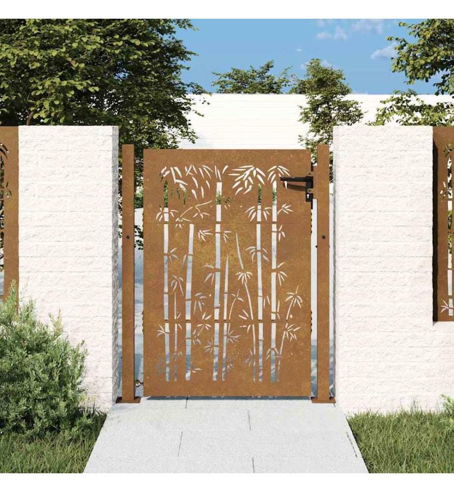 Gartentor 100x150 cm Cortenstahl Bambus-Design
