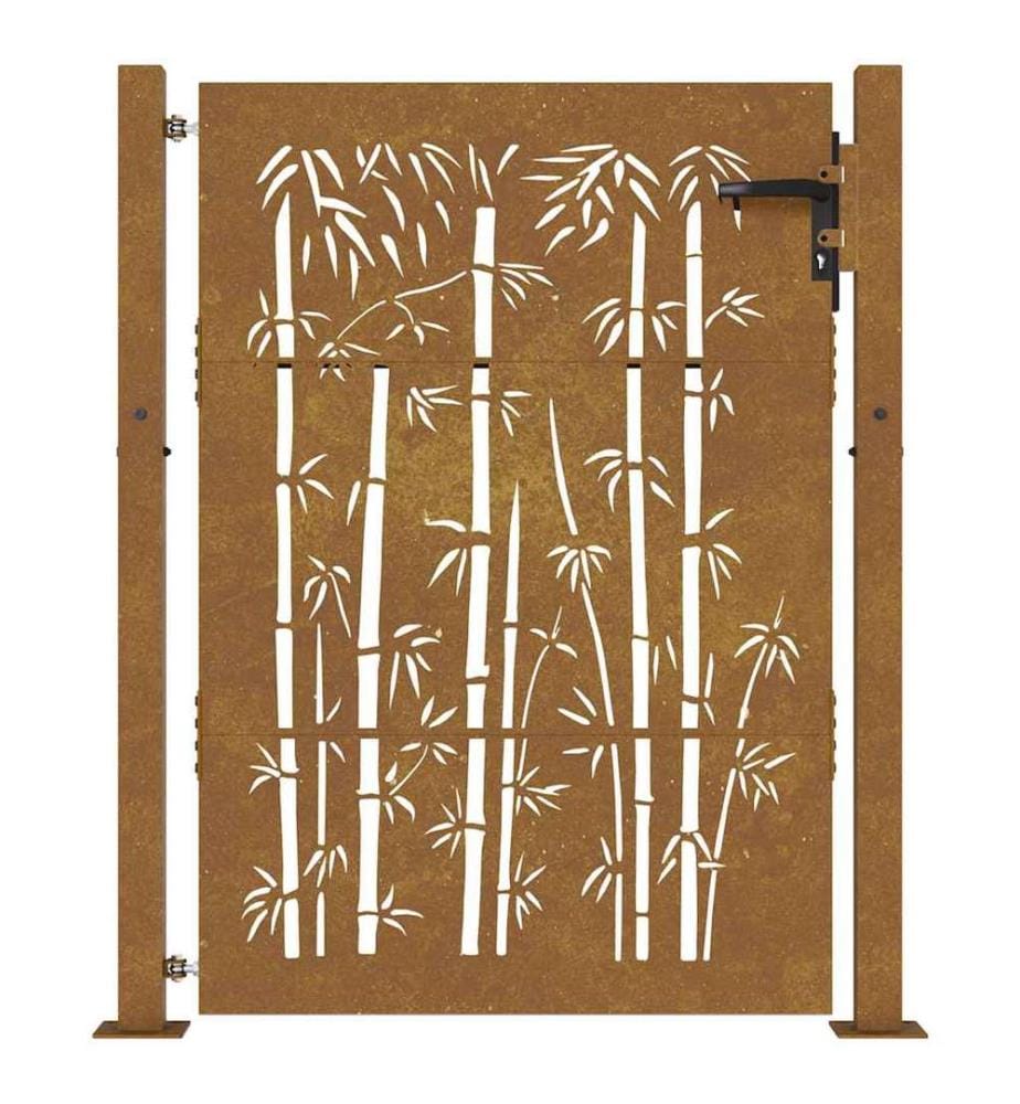 Gartentor 100x150 cm Cortenstahl Bambus-Design
