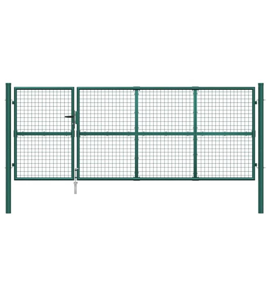 Maschen-Gartentor Grün 350x125 cm Verzinkter Stahl