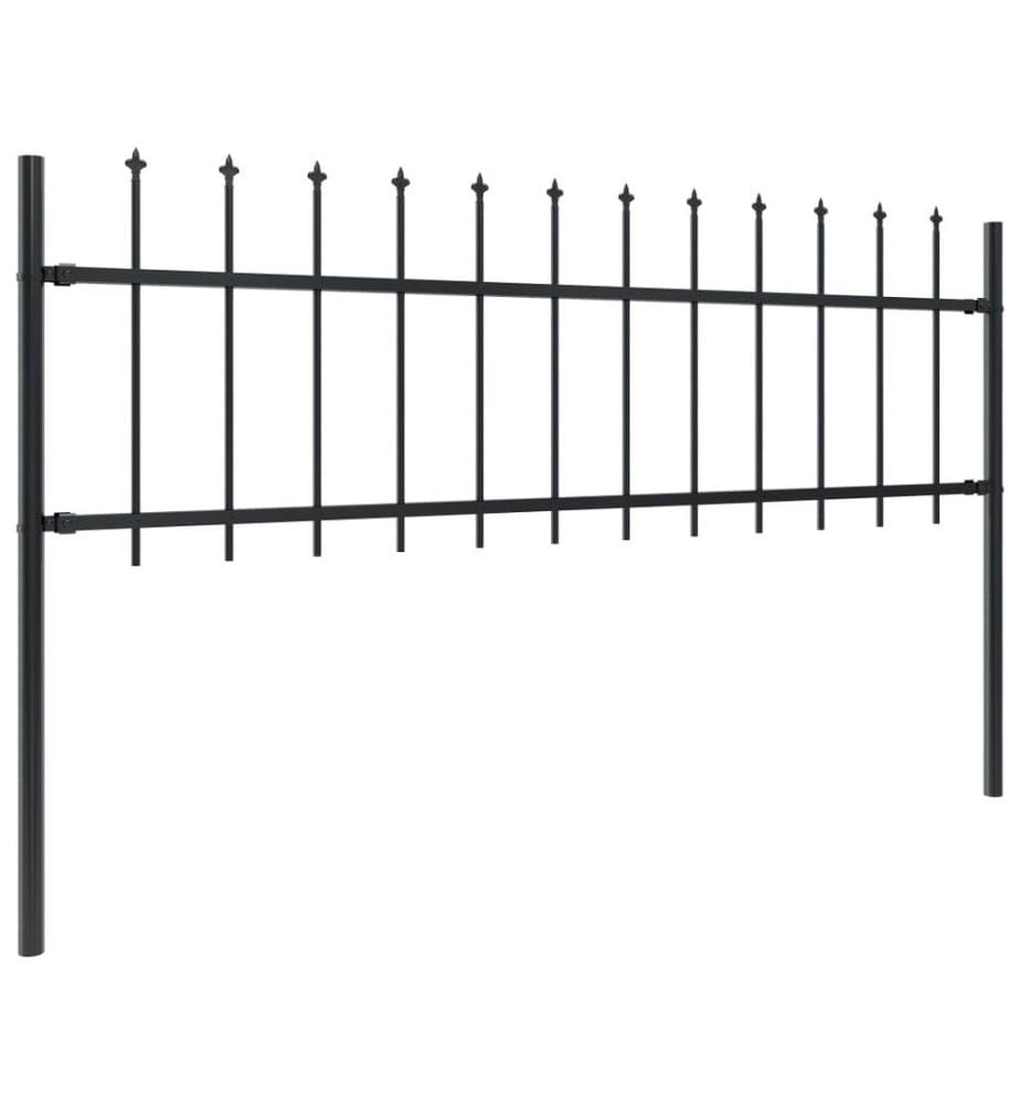 Gartenzaun mit Speerspitzen Stahl 3,4 x 0,6 m Schwarz