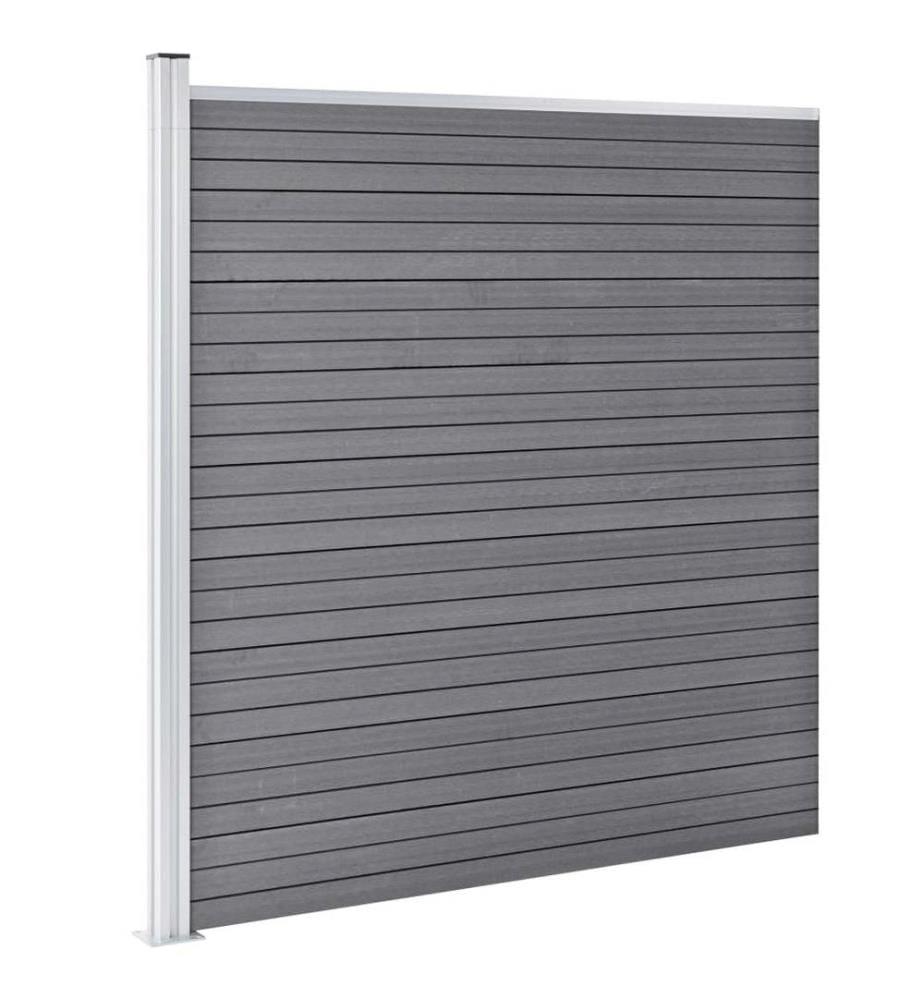 WPC Zaun-Set 3 Quadrate + 1 Schräge 619x186 cm Grau