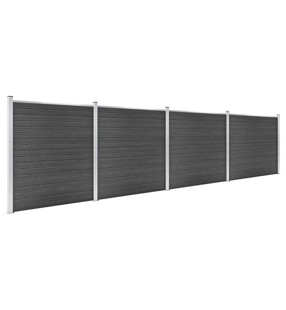 Zaunelement Set WPC 699x186 cm Schwarz
