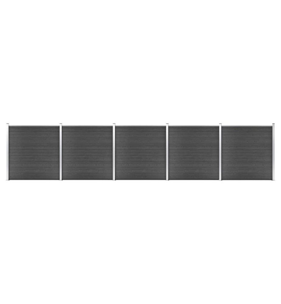 Zaunelement Set WPC 872x186 cm Schwarz
