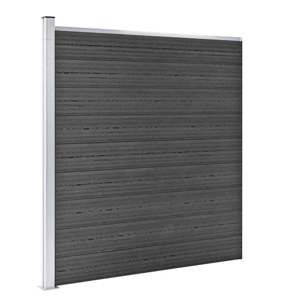 Zaunelement Set WPC 446x(105-186) cm Schwarz