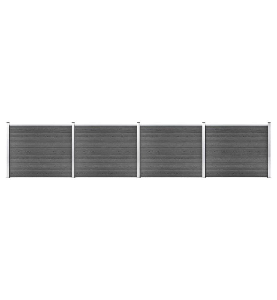 Zaunelement Set WPC 699x146 cm Schwarz