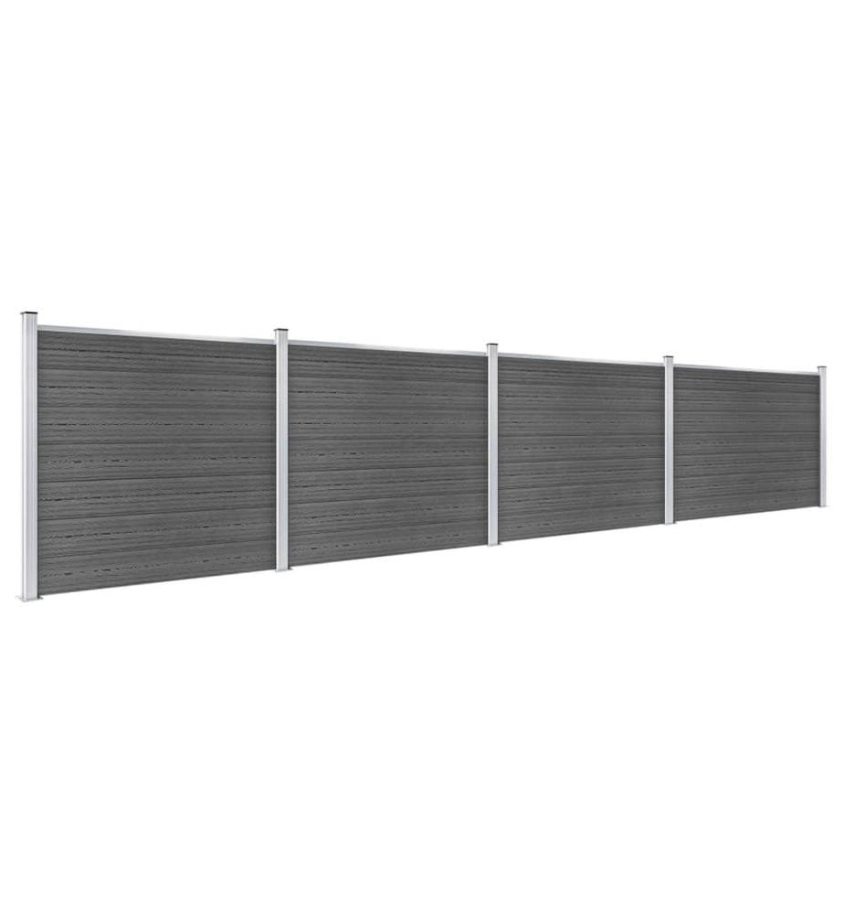 Zaunelement Set WPC 699x146 cm Schwarz