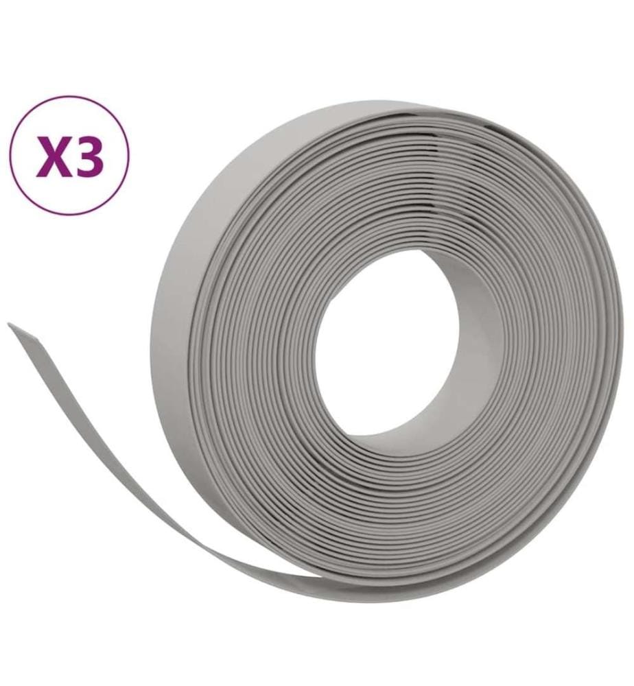 Rasenkanten 3 Stk. Grau 10 m 10 cm Polyethylen