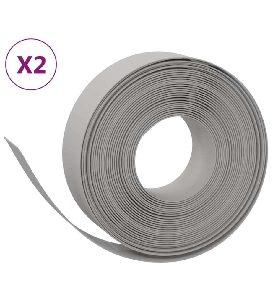 Rasenkanten 2 Stk. Grau 10 m 15 cm Polyethylen