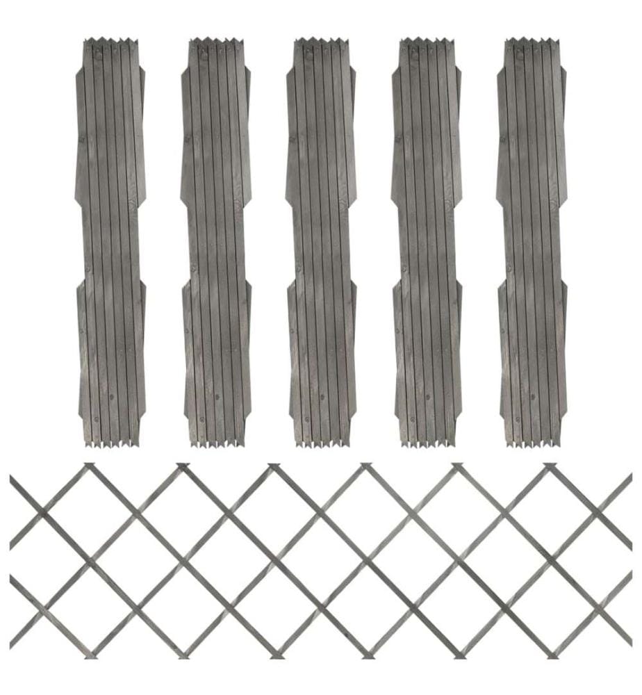 Clôture à treillis 5 pcs Gris Bois de sapin massif 180x60 cm
