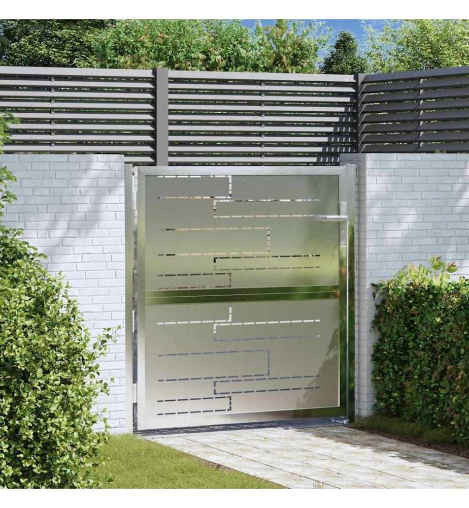 Gartentor mit Schloss Silber 96 x 100 cm Edelstahl