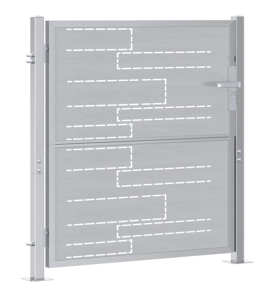 Gartentor mit Schloss Silber 96 x 100 cm Edelstahl
