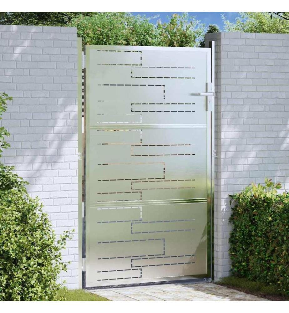 Gartentor mit Schloss Silber 100 x 125 cm Edelstahl