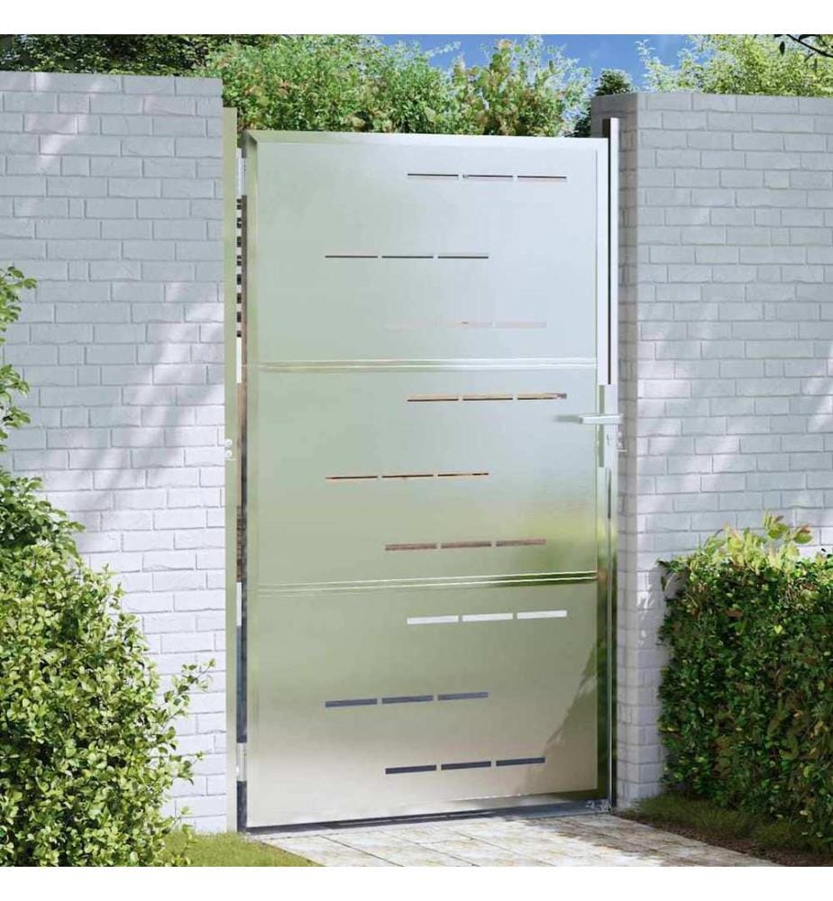 Gartentor mit Schloss Silber 100 x 125 cm Edelstahl
